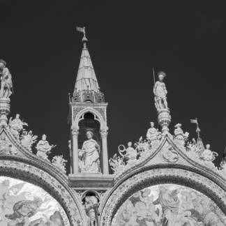 Artistic facade of St Mark's Basilica, Italy Black and White Prints