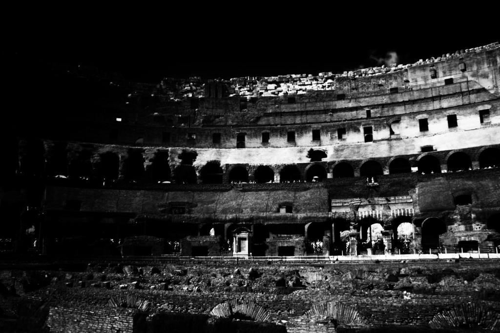 Colosseum infrared black and white photography