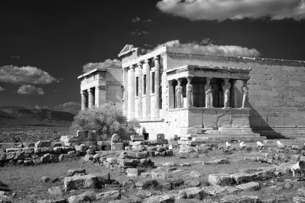 Erechtheion Caryatids on the Acropolis of Athens, Greece Black and White Prints