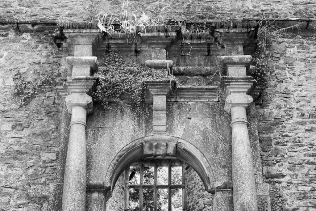 Ornate Interior of Kanturk Castle, Ireland Black and White Canvas Prints