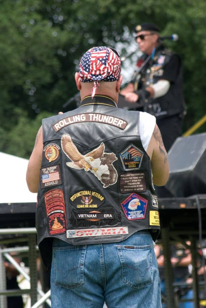 Rolling Thunder Supporter at the Vietnam Veterans Memorial, Washington DC