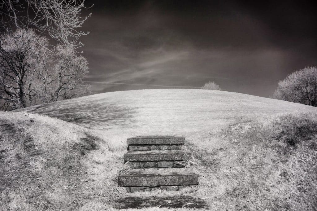 Steps to Belvoir Motte, Belfast, Ireland Black and White Framed Prints